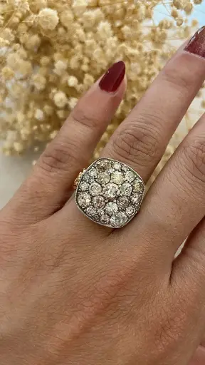 Sadekar Ali Usta Yapımı Agop Usta Mıhlamalı Artdeco Tamamı El İşçiliği Olup Birden Fazla Sanatçının Çalıştığı Vintage Tasarım Pırlanta Taşlı Özel Rast Serisi Alaroz Kuş Figürlü Yüzük Ölçü: 15