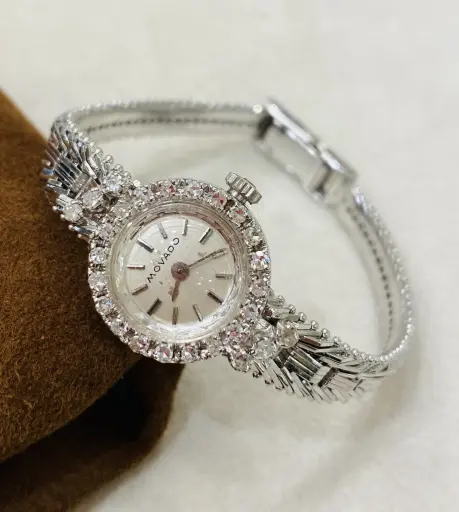 Antika MOVADO Marka Pırlanta Taşlı Saat