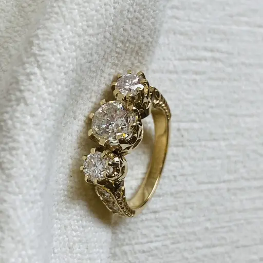 Özel Yapım Pırlanta Taşlı Tria Yüzük