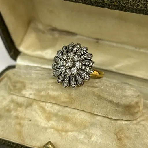 Armanak Usta Yapımı Vintage Pırlanta Taşlı Coronet Yüzük