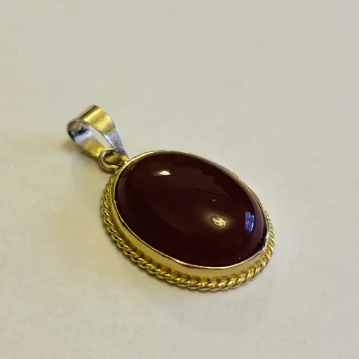 Akik Taşlı Oval Kolye Ucu