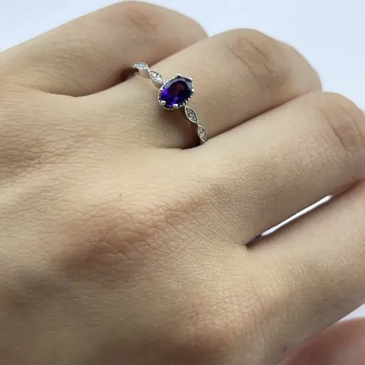 Blue Diamond Marka 2. El Pırlanta ve Ametist  Taşlı Yüzük