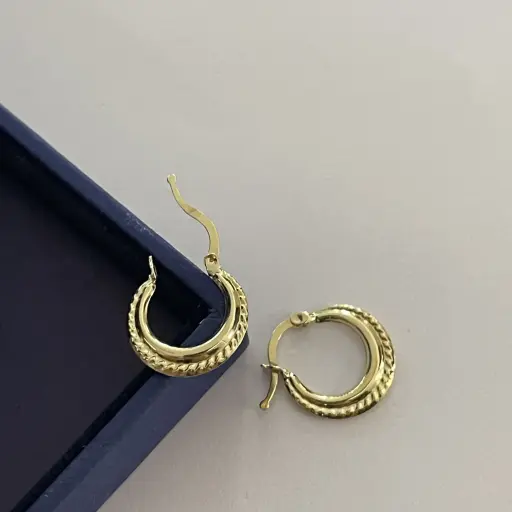 Kalem İşlemeli Halka Küpe