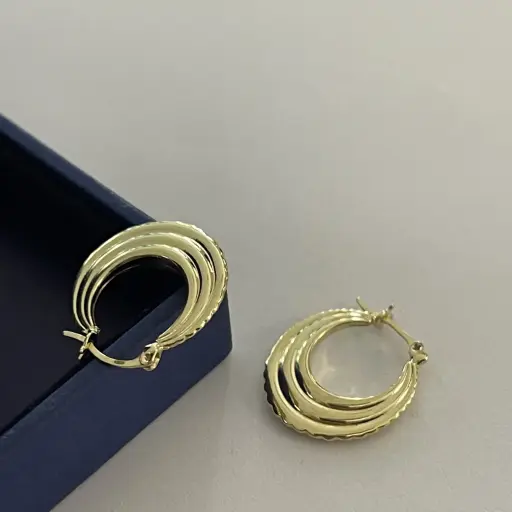 Üç Sıra Oval Halka Küpe