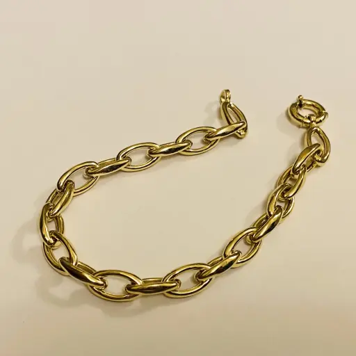 Oval Halkalı Taşsız Tek Renkli Bileklik 19 Cm Uzunluğunda