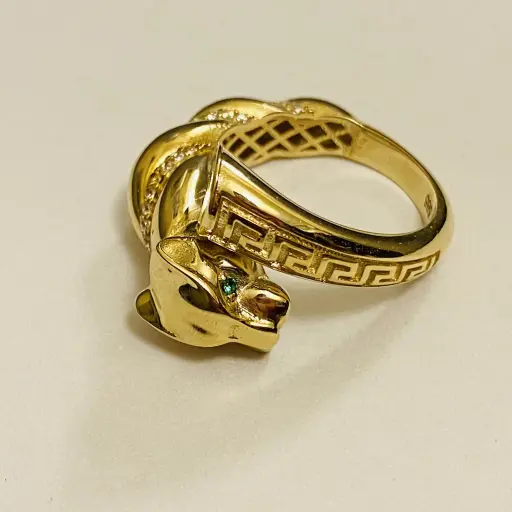 İtalyan Tasarım Kaplanlı Kenarları Grek Modelli Özel Yapım Yüzük