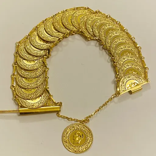 Pres Çeyrekli El İşi Kalın Bileklik 