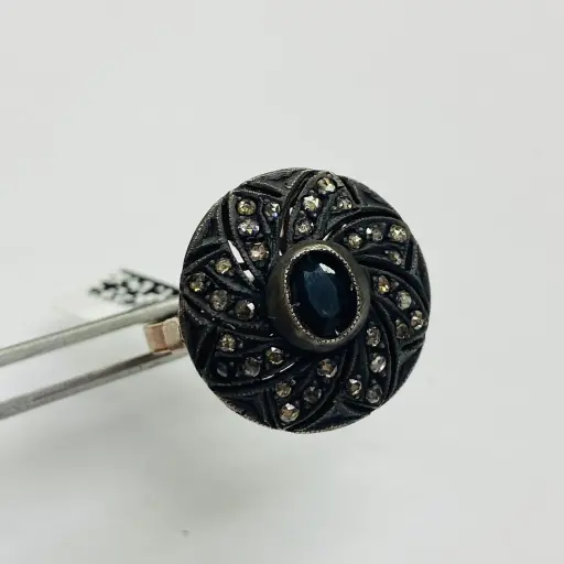 Antika Elmas ve Safir Taşlı Yıldız Yüzük